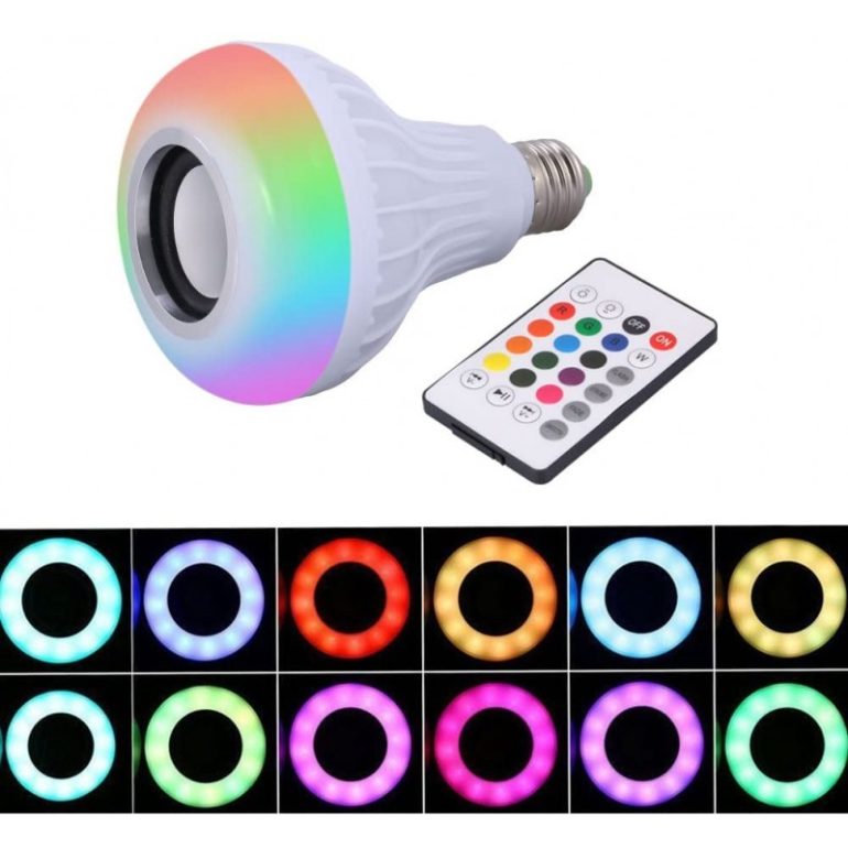FOCO LAMPARA CON LUCES RGB Y MUSICA CON BLUETOOTH