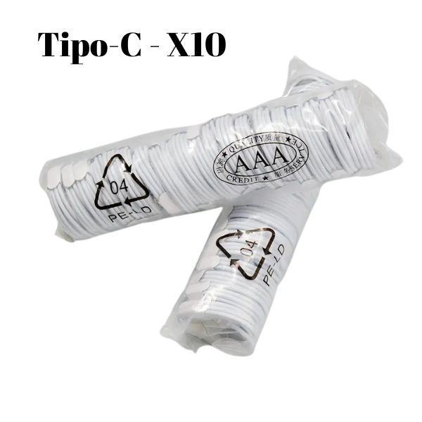 PACK 10 CABLES ECONÓMICOS USB A A TIPO C