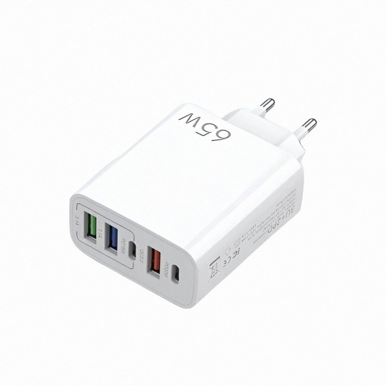 CARGADOR DE PARED CINCO PORT 2 TIPO C + 3 USB A 65W