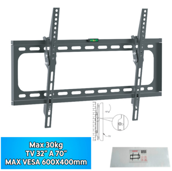 SOPORTE DE TV 32A70″ VESA 600X400MM 30KG RECLINABLE