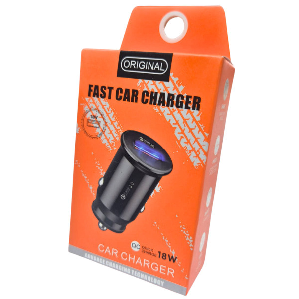 CARGADOR DE AUTO SINGLE PORT USB A 18W QC 3.0