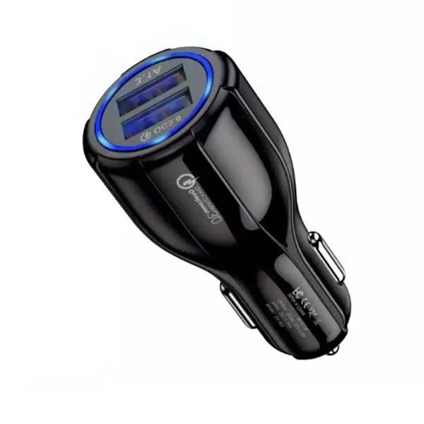CARGADOR DE AUTO TURBO DUAL PORT USB A QC 3.0 NEGRO
