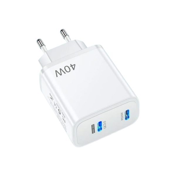 CARGADOR DE PARED DUAL PORT 40W USB C