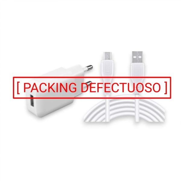 CARGADOR USB A 2A MAS CABLE MICRO USB BLANCO (PACK DEF)
