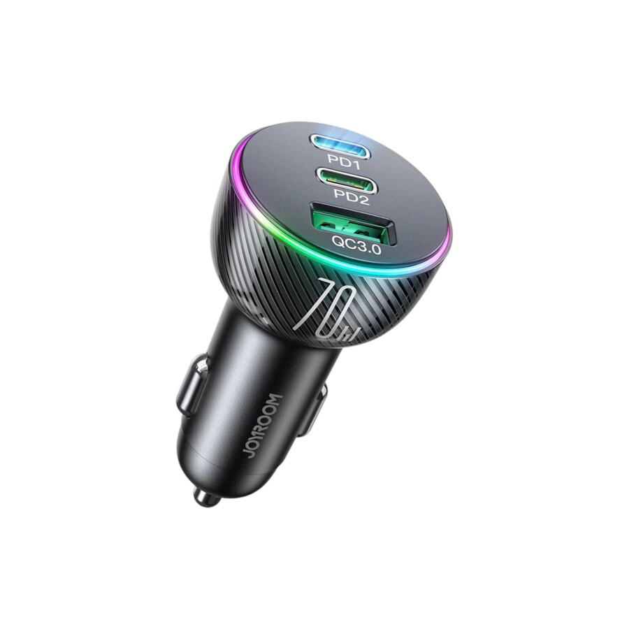 CARGADOR AUTO JOYROOM JRCL26 90W 2 TIPO C Y USB A NEGRO