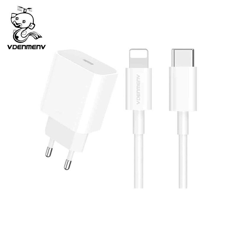 CARGADOR DE PARED VDENMENV PD + CABLE TIPO C A LIGHTNING 27W - Imagen 2