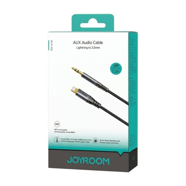 CABLE AUDIO JOYROOM SYA06 LIGHTNING A AUX 3.5MM 1.2M NEGRO