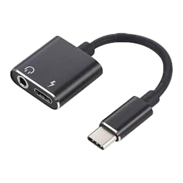 ADAPTADOR CON CABLE TIPO C A AUDIO Y CARGA