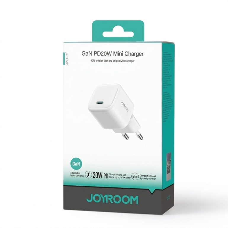 CARGADOR DE PARED JOYROOM JRTCG08 GAN 20W TIPO C BLANCO