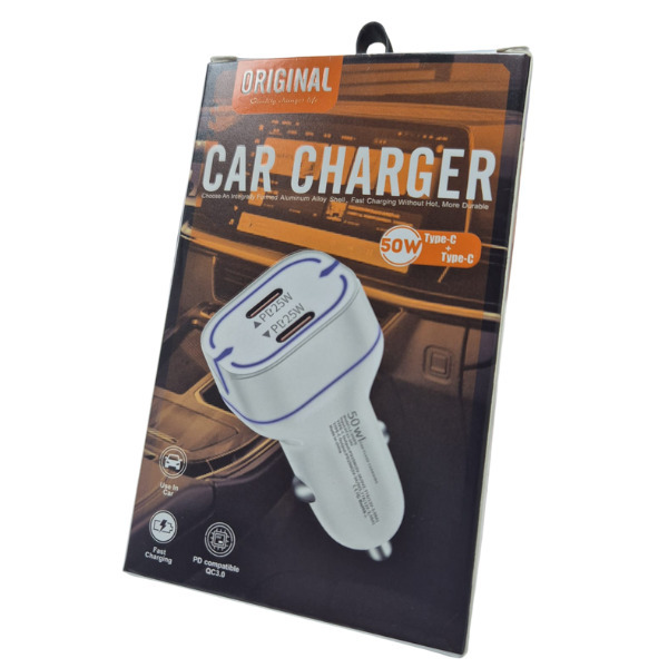 CARGADOR DE AUTO DUAL PORT TIPO C 25W PD