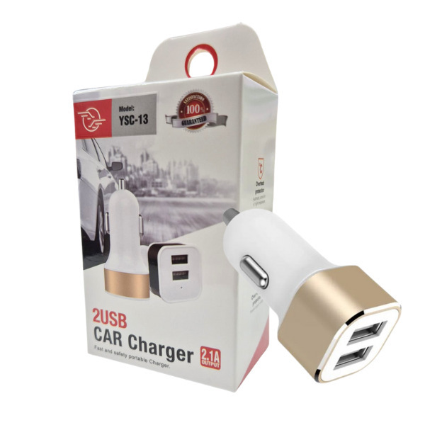 CARGADOR DE AUTO DUAL PORT USB A 2A BLANCO