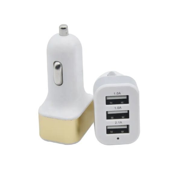 CARGADOR DE AUTO TRIPLE PORT USB A 3 1A BLANCO