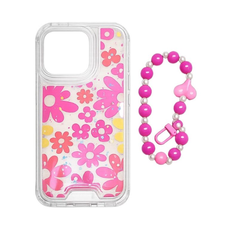 FUNDA DISEÑO CON CORREA IPHONE 14 PRO FLORES